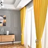 Modern Linen Yellow Blackout Gardin för vardagsrum sovrum nordiskt fast färg fönster draperar heminredning all-match zh455e 240115