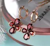 Boucles d'oreilles pendantes BIJOU rubis pierres précieuses cristal rouge CLIP sur goutte pour femmes diamants pendentifs couleur or ROSE BRINCOS bijoux cadeau