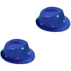 Ball Caps 2pcs LED LUMINENT JAZZ HAT STACE SCHETS CHAPS FLASH avec des paillettes décor pour la fête (bleu)