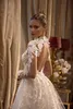 Robes de mariée sirène à col haut romantique Appliques florales 3D robes de mariée train détachable dos nu robes de mariée fendues sur mesure