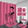 All-match Print Shower Curtains Sets High-grade Four-piece Must Set Bathroom Anti-peeping Non-slip Deodorant Bath Toilet Mats