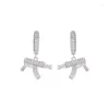 Boucles d'oreilles pendantes Style Hip-hop, pistolet en cuivre glacé et zircone cubique, accessoires tendance pour hommes, bijoux antiallergiques, cadeaux