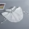 Papillon Colletto finto con risvolto bianco nero per camicia ricamata da donna Mezza camicetta staccabile Top colletti finti da donna