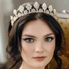 Grampos de cabelo acessórios de jóias de casamento noiva tiara coroa para mulheres 4a zircônia princesa nupcial heaband baile pegeant coroas headdress