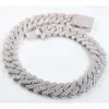 2024 grande taille 19 mm de large 2 rangées Gra Moisanite Diamond 925 Silver Cuban Link Chain pour hommes Hip Hop Collier