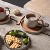 Ceramic Mug Saucer Espresso Cup Set Simple Creative Water Office Afternoon Tea Stoare Japanese Style Drinkware 240115