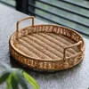 Dinnerware Sets Rattan Bread Basket Woven For Storage Simple Sundries Organizer Round Tray Plastic Holder Kitchen Fruit