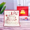 Gratulationskort 3D Happy Birthday Cake Pop-Up Gift till barn Mamma med kuvert Handgjorda gåvor