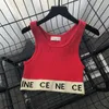 Sexy Damen-Tanktops, Hemden, CE-Brief-Tops, T-Shirts, Top, Stickerei, Sommer, ärmellos, Streifenfarbe, klassische Weste mit SML