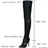 Över knästövlar Kvinnor Point High Heel Fashion Boots Women's Elastic Boots Large 47 Female Boots 240115