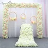 Arco de casamento arranjo de flores suprimentos diy festa de casamento decoração de flores rosa peônia estrada chumbo flor artificial linha mesa runner228q