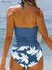 Maiô feminino de coco com cordão lateral halter pescoço conjunto tankini verão praia roupa de banho fofa moda maiô 2023 novoL240114