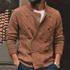 Outono e inverno masculino novo colarinho de malha camisola de manga comprida duplo breasted cardigan camisola jaqueta