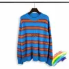 Męskie swetry niebieskie paski dzianiny Mohair Sweater Crewne Mężczyźni B Kobiety Jakość swobodna moda nadmierna bluza