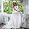 Robe de mariée délicate Gatsby Beach 2024 Sexy col en V blanc dos nu bohème boho robe de mariée balayage train dentelle rustique pays robes de mariée Robe de mariée élégante