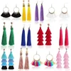Dingle örhängen 12 par Tassel för kvinnor mode bohemiska färgglada skiktad lång tråd dangly skivored droppe