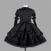 Theme Costume Customized Classic Black Cotton Lolita Dresses Long Sleeve With Removable Layered Cosplay Costume for Girl286Q