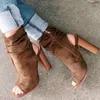 Sandali Plus Size Tacchi altissimi Gladiatore Sandali peep toe Botas Chunky Hollow Outs Stivali aperti Scarpe estive 889