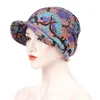 Berety kobiety Visor Beanie czapka kwiatowy nadruk wiosenny jesień ciepły kapelusz chusta w otwory