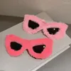 Sunglasses Fashion Y2k Cat Eyes Furry Plush Personalized Trendy Women Girls Street UV400 Shade Party Decoration Sun Glasses