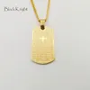 Pendant Necklaces Black Knight Gold Color Stainless Steel Holy Bible Cross Dog Tag Necklace Mini Charm Christian Neckklace BLKN064258A