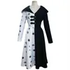 Cruella Cosplay Costume Black White Dress Outfits Halloween Carnival Suit229B