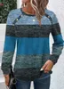 Camiseta feminina primavera e outono moda top colisão retalhos botões de manga comprida em torno do pescoço casual solto camiseta topos feminino