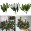 Fleurs décoratives 10 pièces Branches de pin de noël neige plantes artificielles aiguilles pour couronne d'arbre décorations pour la maison cadeaux de noël