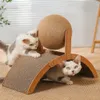 木製の猫のスクラッチ摩耗性粉砕足のおもちゃのスクラッチボード2 in 1サイザルスクラッチボールスクレーパースクレーパー240113