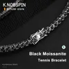 KNOBSPIN Black Tennis Bracelet 925 Sterling Silver Plated 18k White Gold Bracelet for Women Man Hip Hop Party Jewelry240115