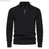 SWEATER MENS WYŁAD HIGH SCIPPIPER Solidny Elastyczny Slim Fit Długie rękaw Pullover Casual Business Mężczyzny na drutach 240115