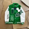 Giacche da uomo Marchio di moda Uomo Donna Giacca L Vintage Allentato Manica lunga Verde Baseball Uomo Hip Hop Autunno Varsity Casual Bomber caldo Abbigliamento 5678