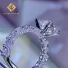 Design feminino anel de casamento jóias sier 10k ouro branco esmagado radiante moissanite diamante anel de noivado