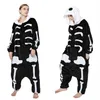 Adults' Human Skeleton Kigurumi for Halloween and Day of the Dead Women and Men Onesie Skull Costume246m