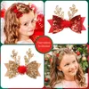 Accessori per capelli 1PC Per bambini Natale Corno di cervo Cappello Clip Tesoro da donna Lucido Rosa Glitter Bordo Palla Alce Arco Copricapo