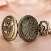 Montres de poche Vintage Bronze cadeau montre mode Relogios avec collier chaîne pendentif petite taille amoureux Relogio mâle femme horloge