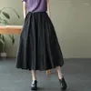 Jupes japonaises Y2k mode coton jupe longue femmes automne hiver taille élastique a-ligne solide esthétique grande taille vêtements