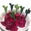 Fourchettes 6pcs Cactus Fruit Party Salad Cake Picks Snack Sticks Enfants Vaisselle Réutilisable Lavable Enfants Cure-dents