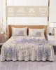 Saia de cama vintage textura madeira lavanda elástico colcha com fronhas capa colchão conjunto cama folha