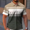 Business Casual Golf Men's Polo Camisas Verão Moda ShortSleeve Camiseta Gradiente Linha Impressão Tops Diariamente Poloshirt Oversized 240115