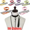 Sexy Darkness Style Necklace Metal Chain Choker Punk PU Leather Collar Unisex Flirting Role Play Neck Belt Exotic Bondage Leash194x