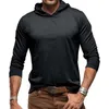 Men's T Shirts Long Sleeve Hooded Tops Sports Men Compression Mens Shorts Casual Neck For