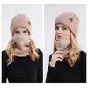 Spor Salonu Giyim Unisex Kış Beanie Şapkalar Snood Set Sıcak Dalgalı Örme Termal Şapka Boyun Isıtıcı Kırktı Kürk Çizeli Eşarp Kadın Erkekler