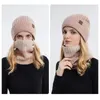 Roupas de ginástica unissex inverno gorro chapéus snood conjunto quente ondulado malha térmica chapéu pescoço mais quente engrossar cachecol forrado de pele para mulheres