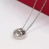 With Box Classic Luxury Women Necklace Jewelry Nail Screw Double Circle Necklace For Lady Girls Titanium Steel Designer Love Neckl2462