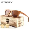 RTBOFY 2017 Wood Sunglasses Men Square Bamboo Sunglasses Vintage Wood HD Lens Frame Handmade Sun Glasses For Men Eyewear Oculos265H