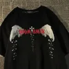 メンズTシャツアメリカンメンズトレンディブランドダークウィングショートスリーフTシャツ男性と女性サマールーズオールマッチハイストリートトップトップゴックスタイリーク