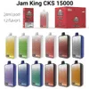 Stock EU Jam King Vapes 15000 Puffs Vape jetable 24 ml Pods E-liquide 12 Saveurs Affichage intelligent 650mAh 2% 3% 5% Batterie rechargeable Bobine de maille vs Randm 9000 7000 12000