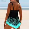 Ropa de baño Traje de baño para mujer Traje de baño con cuello halter Traje de baño de dos piezas Traje de baño con estampado floral Tankini Top Ropa de playa Boyshorts Swimmin S-4XLL240115