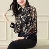 Blusas femininas 2024 verão babados gola manga longa camisa senhoras solto casual floral impresso cardigan topo blusa moda coreana